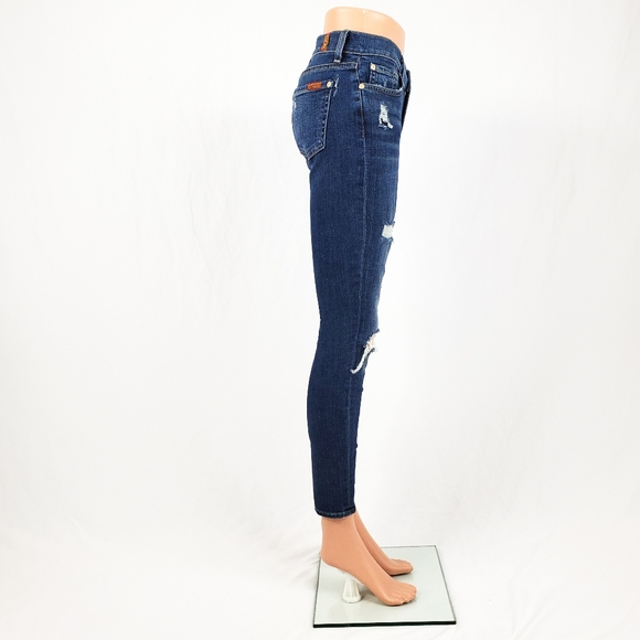 7FAM Ankle Skinny Distressed Jeans Size 24 - Picture 4 of 11